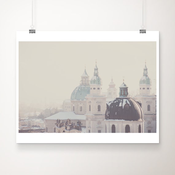 Salzburg in Snow Photograph: Austria Travel Print