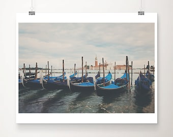 Venice Gondolas Photograph, San Giorgio Maggiore Travel Print