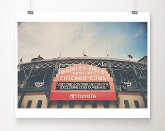 Chicago Cubs print, Wrigley Field print, baseball gift, dads gift, Chicago architecture print, baseball photograph, Chicago baseball print
