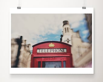 red telephone box photograph, London photograph, London decor, red England decor, travel photography, wanderlust art, large London print