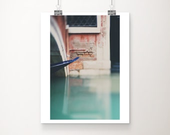 Venice photograph, Venice gondola print, vertical Venice decor, Venice canals print, bridge photograph, water reflections, wanderlust art