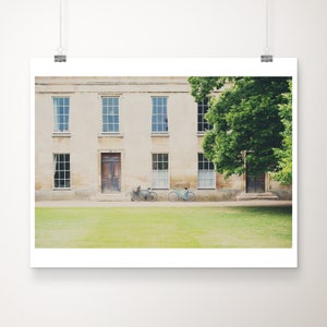 Cambridge print, blue bicycle photograph, Downing College print, travel photography, English architecture print, Cambridge University