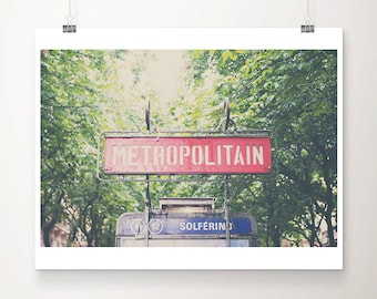 Paris photography, Paris metro sign print, Paris in the spring art, large wall art, Europe travel print, Paris decor