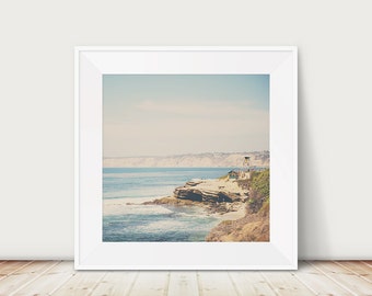 La Jolla Photograph: Aerial Pacific Ocean View, Yellow Lifeguard Tower
