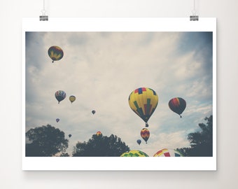 hot air balloon photograph, nursery decor, large wall art, balloon ride print, midwest decor, adventure print, flight print