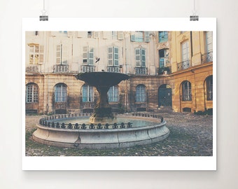 Aix-en-Provence print, french decor, France photography, travel photography, French architecture print, Aix en Provence fountain art
