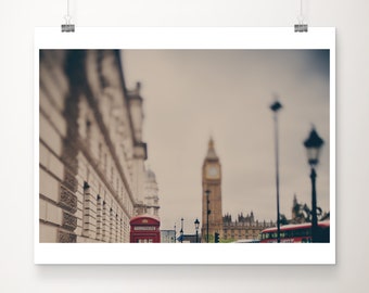 London photograph, Westminster print, London travel print,  red telephone box print, English decor, London gift, Big Ben photograph