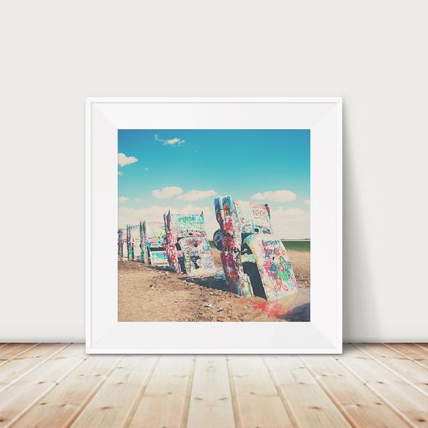 Cadillac Ranch print, route 66 photograph, Americana wall art, travel photography, dorm room decor