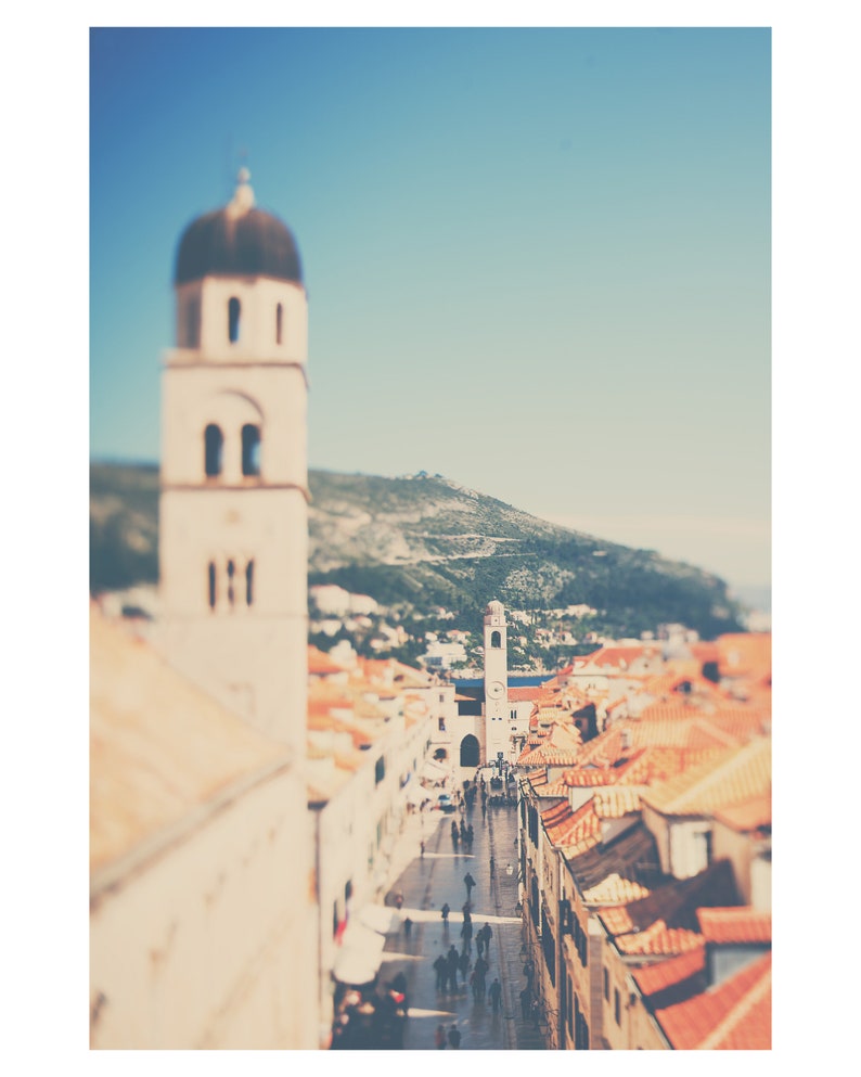 Dubrovnik photograph, Dubrovnik rooftops print, travel photography, Croatia photograph, church photograph, vertical Dubrovnik print image 2