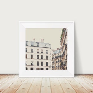 fine art Paris photography, Paris apartment wall art, Paris rooftops print, neutral decor, Europe architecture print image 1
