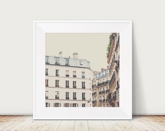 fine art Paris photography, Paris apartment wall art, Paris rooftops print, neutral decor, Europe architecture print