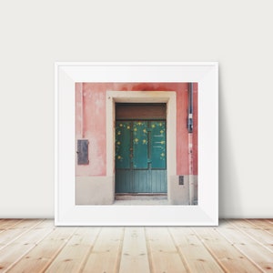 Spain photograph, Besalu print, green door print, European decor, medieval town, Catalonia print, travel photography, red decor
