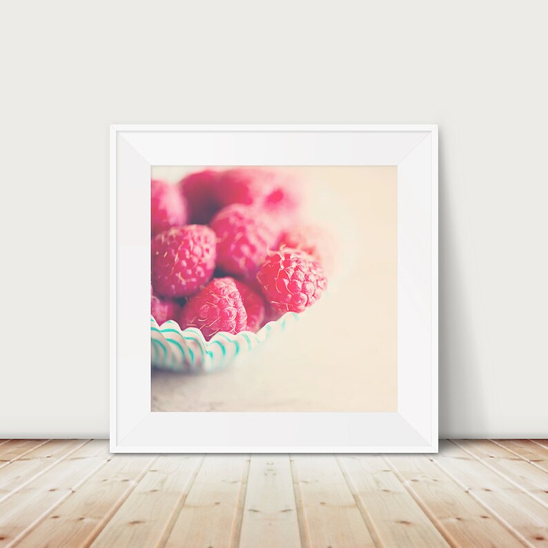 Raspberry Photograph, Food Print, Kitchen Wall Art, Fuchsia Decor