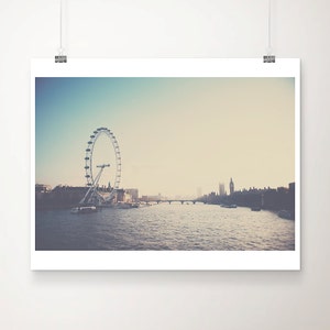 London photograph, River Thames print, London Eye print, Big Ben photograph, travel photography, London decor, large wall art