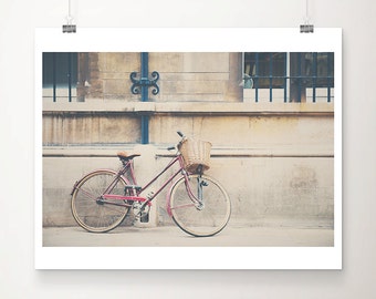 red bicycle photograph, Cambridge print, English travel wall art, hipster style, fixer upper decor