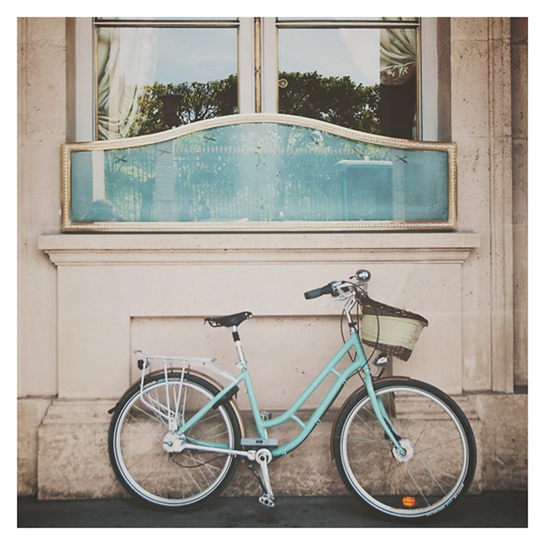 SALE Mint Green Bicycle Paris Photograph Parisian Decor Etsy