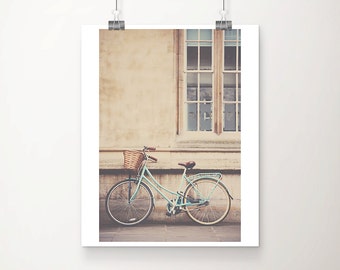 mint green bicycle photograph, mint green bike print, Cambridge photograph, travel print, wanderlust art