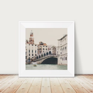 Venice photograph, Rialto Bridge print, Venice Grand Canal photograph, square Venice print, Venice decor, Italy travel print, Venice decor