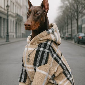 Giacca in pile scozzese fatta a mano per cani di taglia media e grande / Caldo cappotto invernale con cappuccio / Elegante abbigliamento per cani in sherpa / Comodo capospalla per animali domestici, regalo
