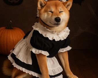 Halloween Dog Maid Costume, Funny Pet Cosplay Outfit