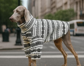 Nordic Winter Sweater for Medium & Large Breeds • Warm Fleece Full-Body Apparel • Soft Knit Cold-Weather Pet Outfit