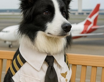 Pilot Dog Costume Bandana – Funny Aviator Outfit, Pet Cosplay