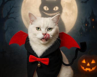 Vampire Cat Costume | Halloween Pet Cloak with Bat Wings