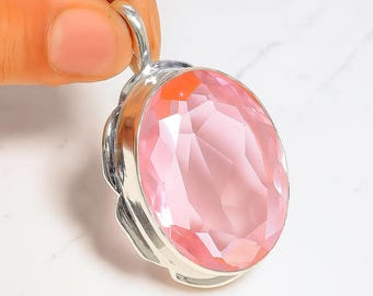 AAA Pink Kunzite Pendant – Handmade Sterling Silver Oval Gemstone Jewelry