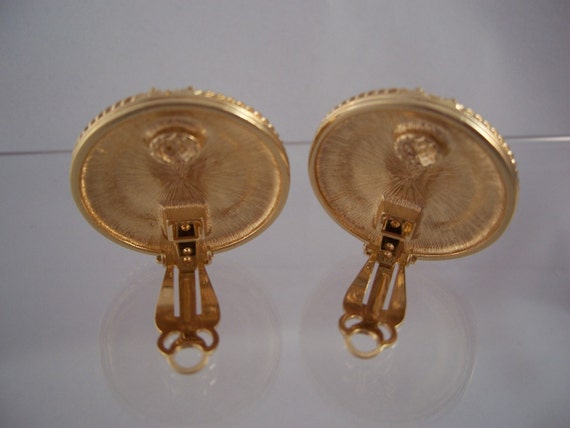 Bold Swarovski Roman Medallion Earrings - image 3