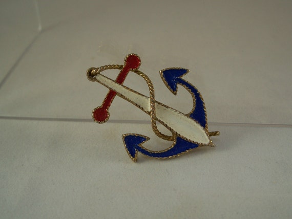 JJ Nautical Anchor Brooch Pin 1960s