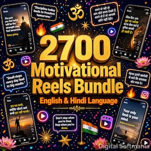 Motivational Reels Bundle 2700+, English Hindi Video Reels Canva Templates, Instagram Facebook Content Creator, Digital Download