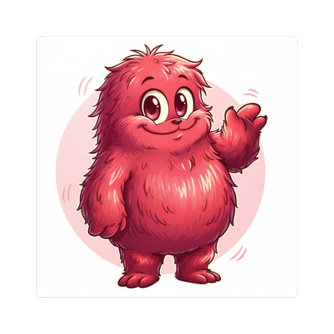 Fuzzy R Sticker Cute Red Fuzzy Monster Sticker Vinyl Kiss-cut Stickers | Laptop Decal ...