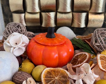 Pumpkin Spice Soy Candle in Handmade Ceramic Pumpkin Jar