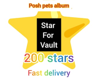 Pegatina de Monopoly Go de Star Vault para obtener 200 estrellas (álbum Posh Pets)