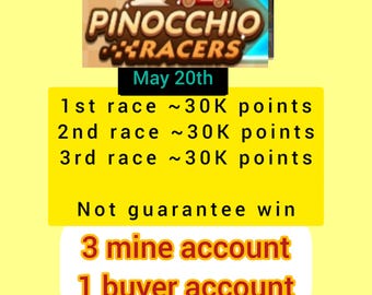 Monopoly Pinocchio Racer Event  (30k points one lap)