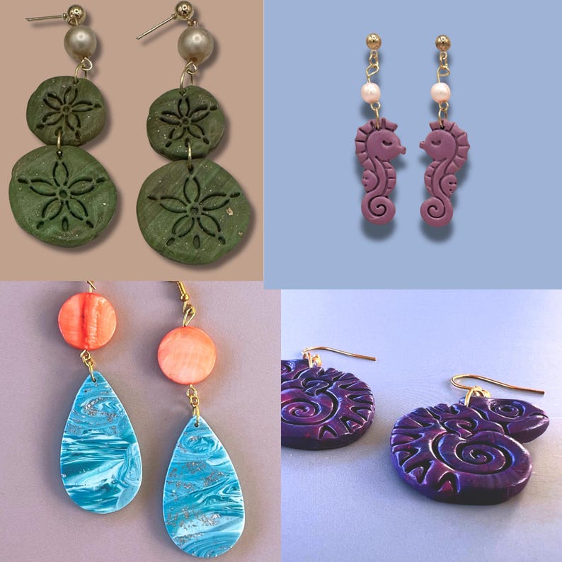 Pendientes colgantes de medusas color turquesa, ligeros, de arcilla polimérica, joyería marina, regalo para amantes del océano, joyería única para vacaciones en la costa, hechos a mano para mujeres. imagen 10