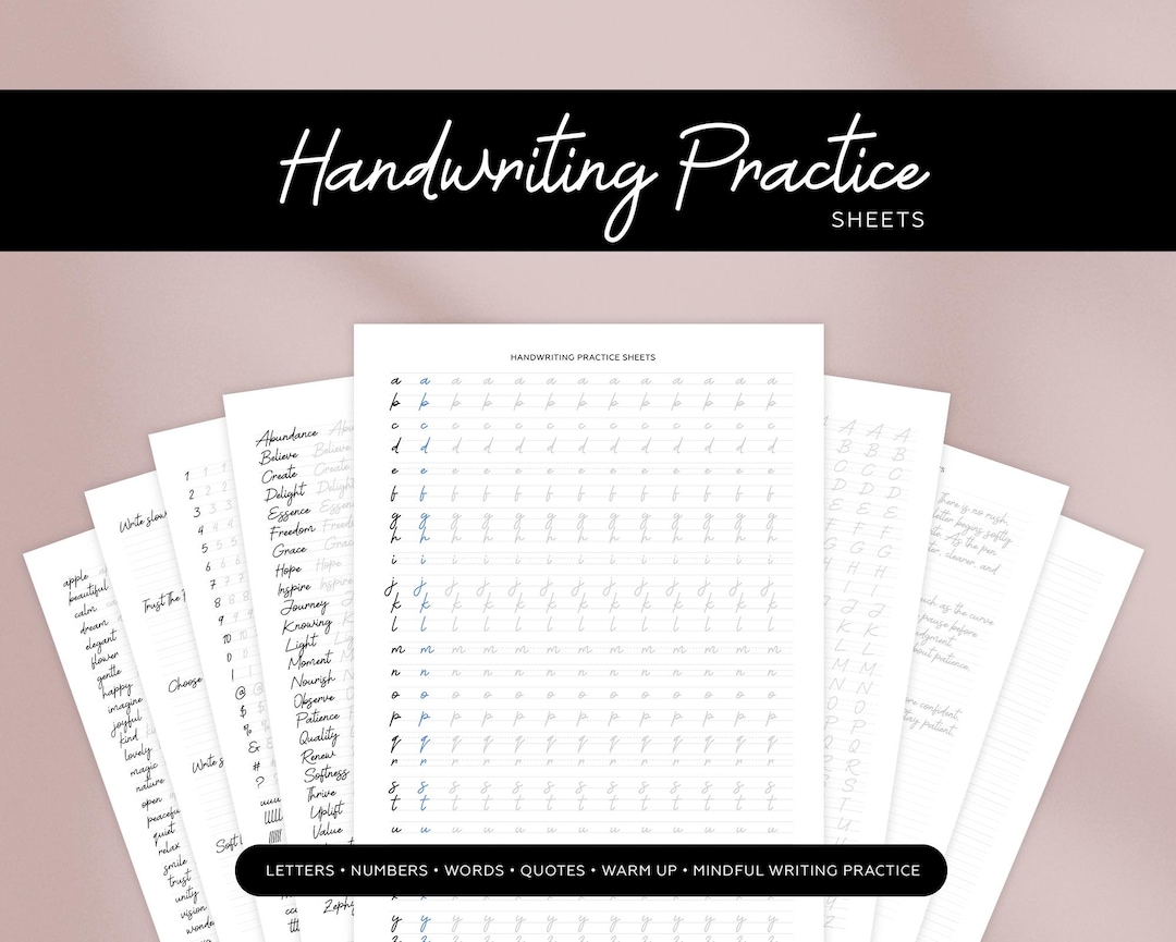 Cursive Handwriting Practice Worksheets - Etsy