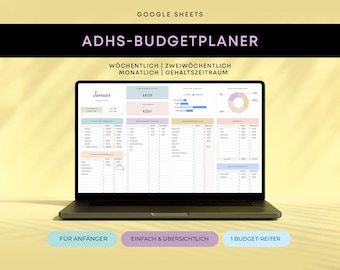 Monatsbudget Vorlage | Google Sheets Budgetplaner | Haushaltsbuch, Ausgaben- & Einnahmen Tracker, Sparziele