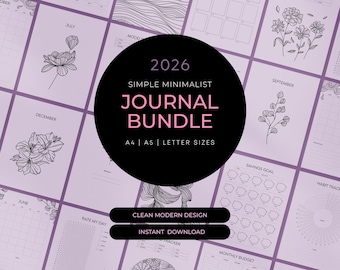 2026 JOURNAL BUNDLE PRINTABLE Journal Pages Digital Planner Pages A5 & A4 Size 2025 Journal 2026 Journal Value Pack