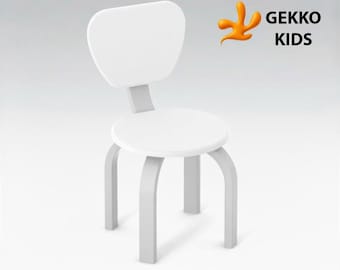 Sedia per bambini Montessori scandinava in legno, grigia