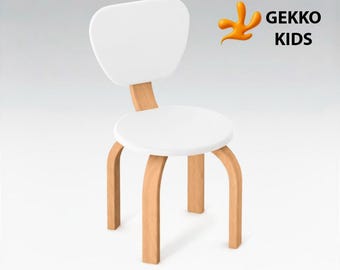 Sedia per bambini Montessori scandinava in legno, bianca