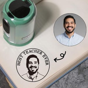 Carimbo personalizado com retrato, selo facial desenhado à mão, carimbo autoentintado ou de borracha, presente para professor