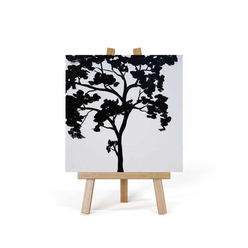 Abstract Tree Painting Black and White Art Original Artwork Etsy
