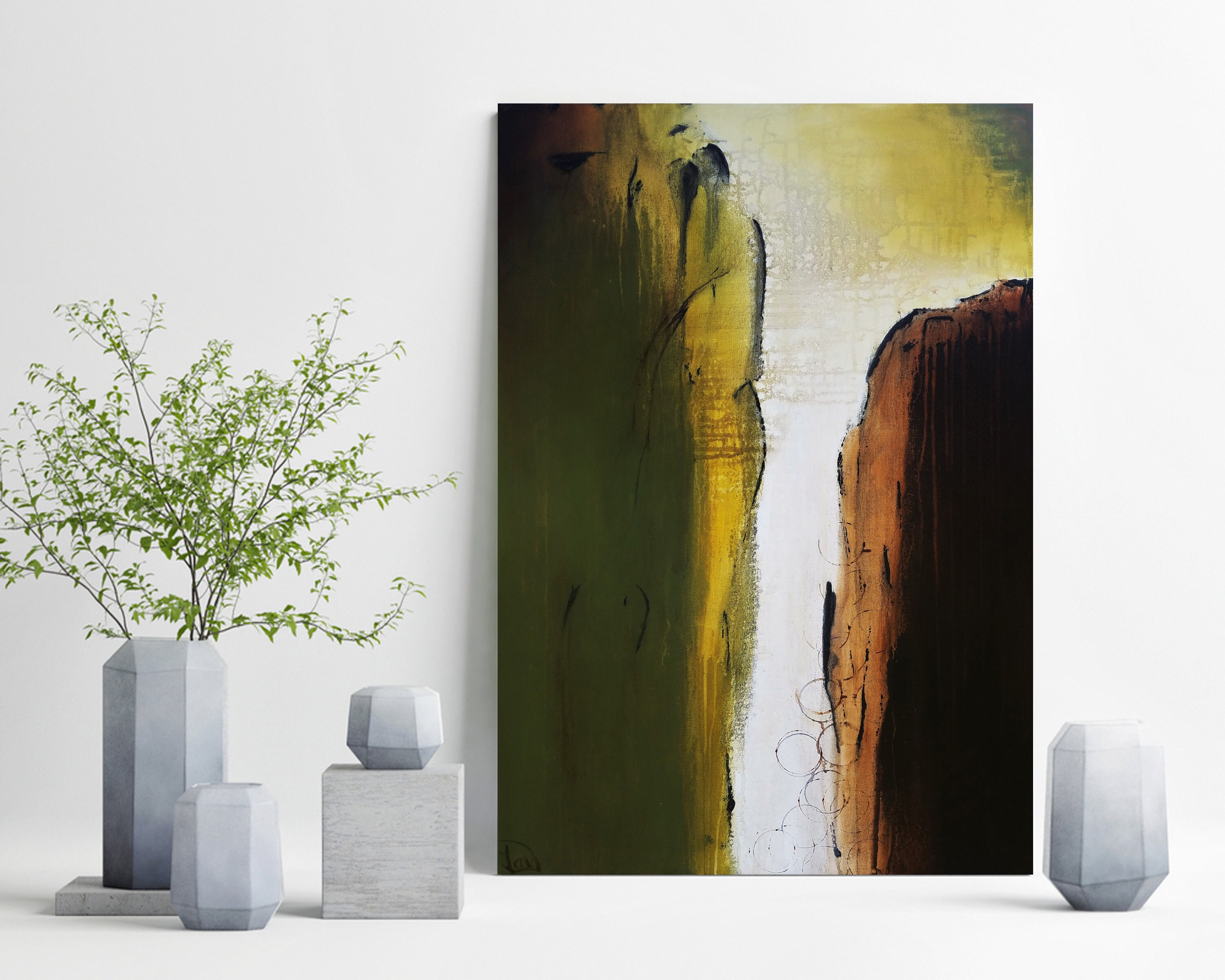 Green and Brown Abstract Painting Original Painting on Canvas Etsy