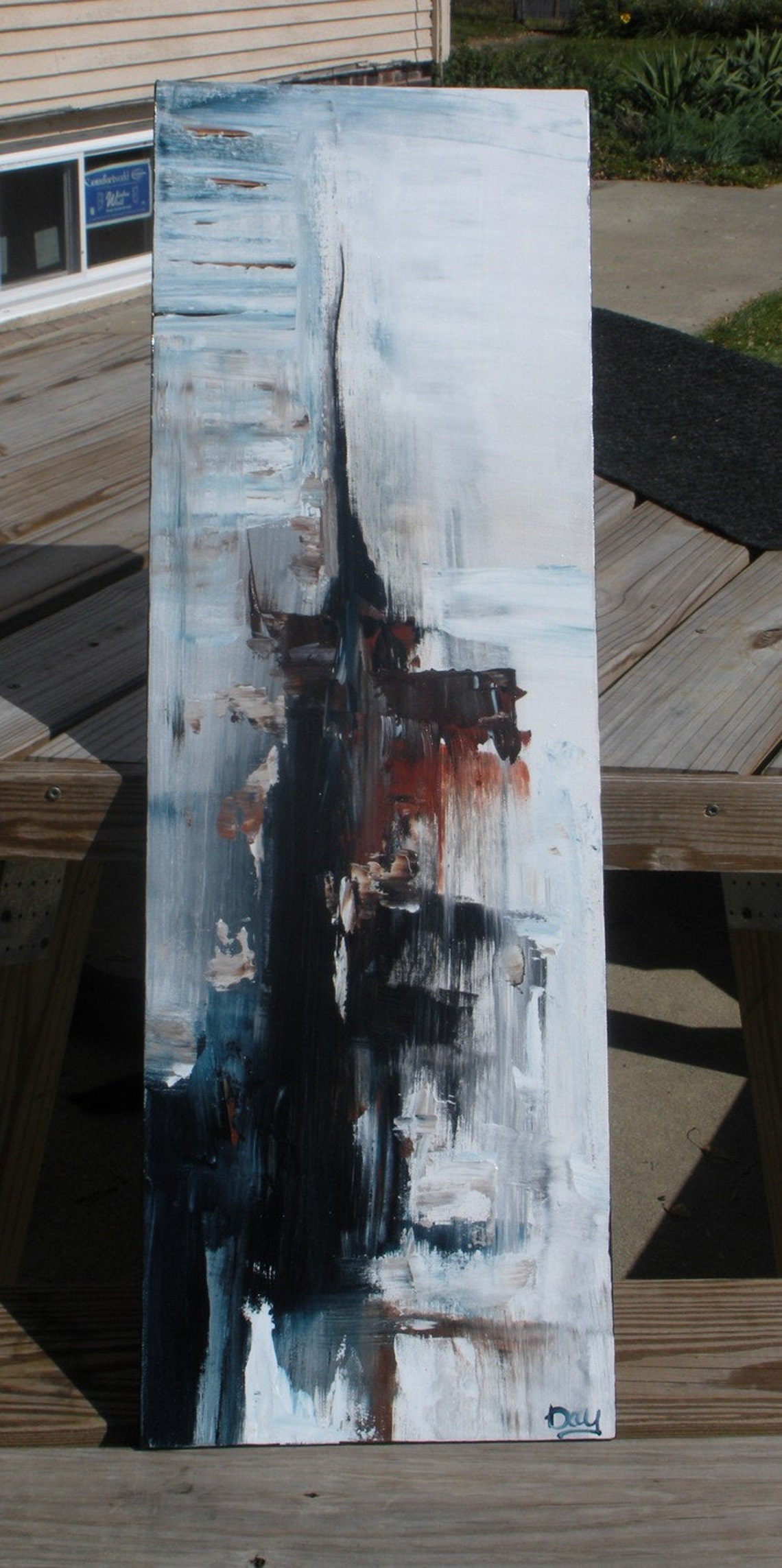 Original Abstract Painting Blue Painting Brown Painting Etsy