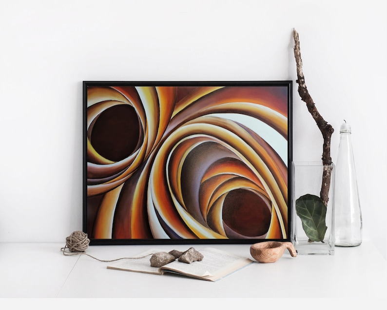 Large Wall Art Acrylic Painting Abstract Printable Wall Art Circle Art Digital Downloadable Prints Abstract Orange Purple Swirl Painting Day
