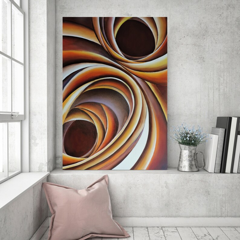 Large Wall Art Acrylic Painting Abstract Printable Wall Art Circle Art Digital Downloadable Prints Abstract Orange Purple Swirl Painting Day