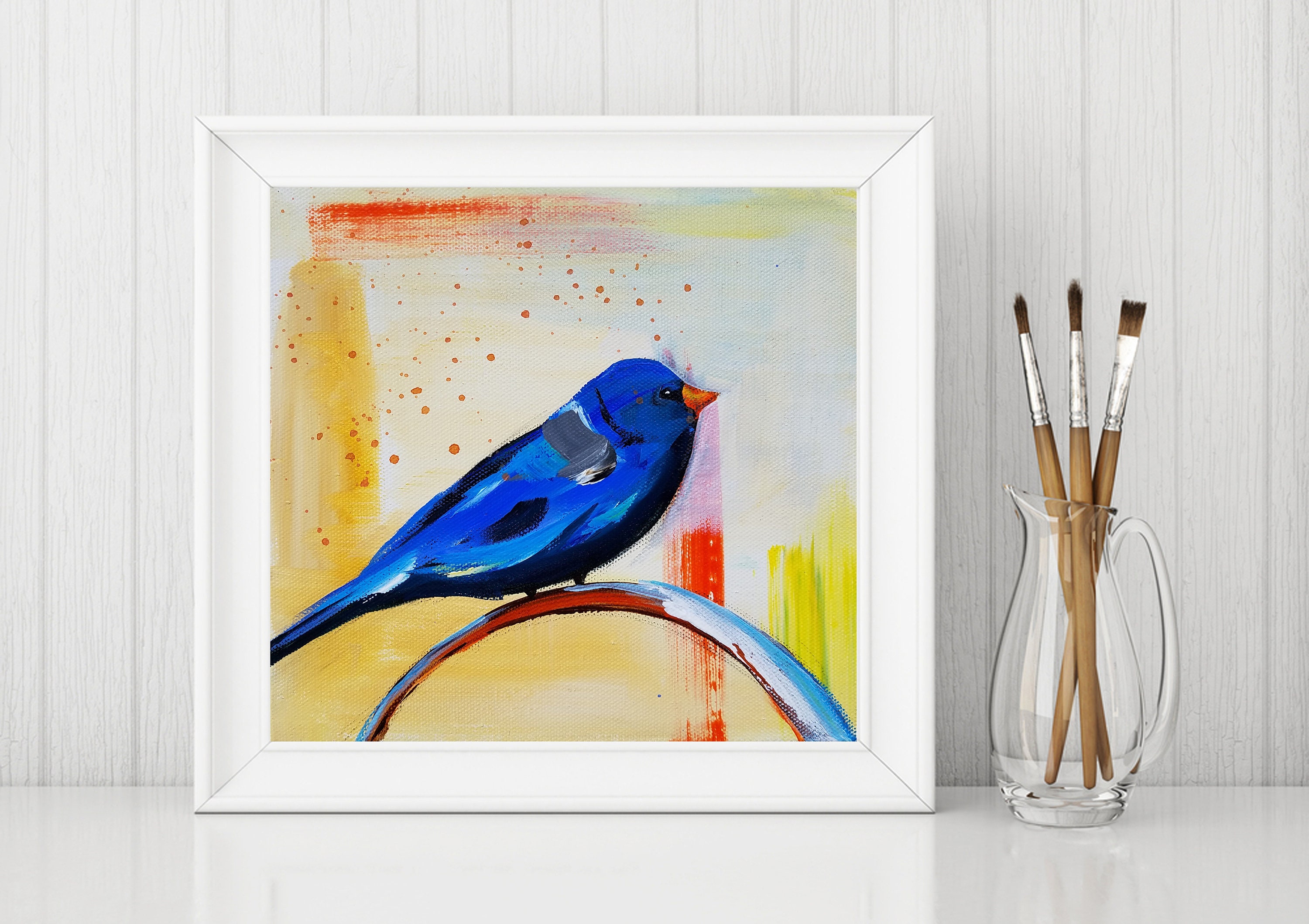Blue Bird Print Digital Downloadable Prints Printable Wall Art Etsy