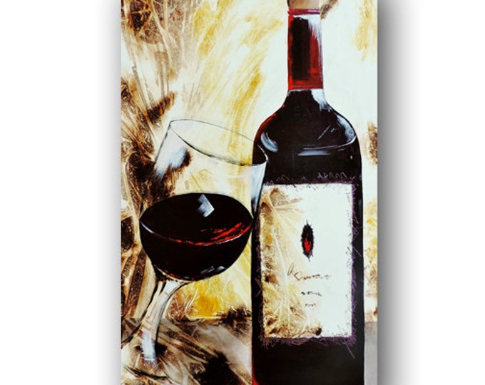Red Wine Painting Abstract Paintingwine Art Wine Glasses Etsy