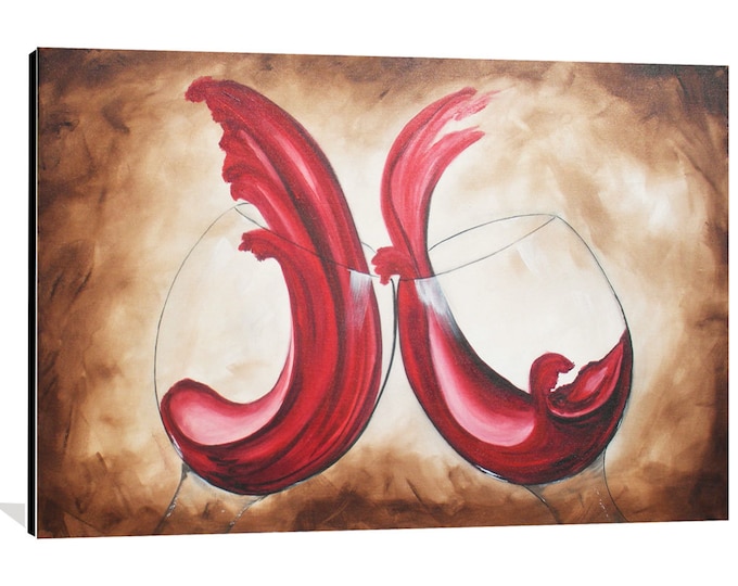 Red Wine Painting Abstract Painting Bar Painting Original Etsy